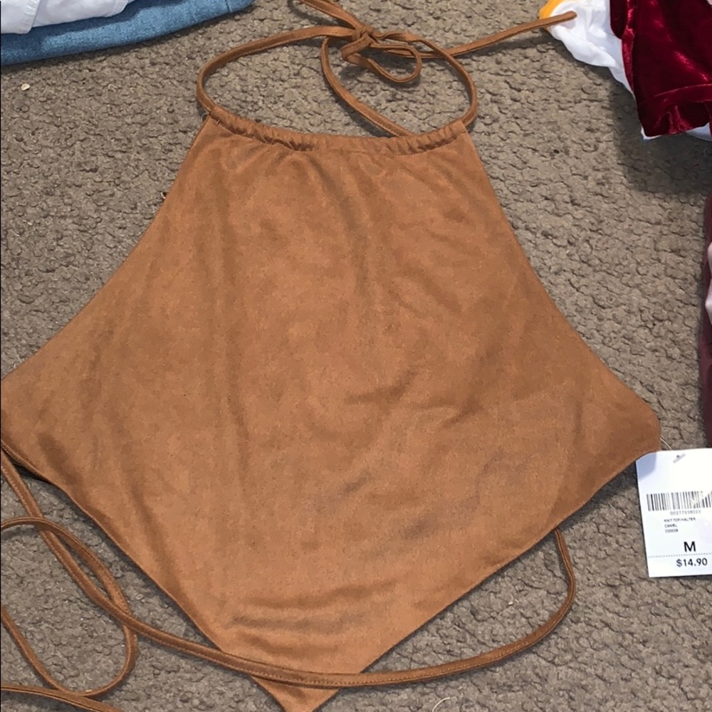 SUEDE HALTER TOP